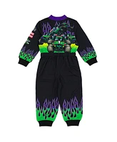 Monster Jam Toddler Boys Grave Digger French Terry Racing Zip Up Coverall to