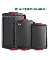 JoyTable 3 Piece Premium Nonstick Carbon Steel Baking Sheet Set - Small, Medium & Large