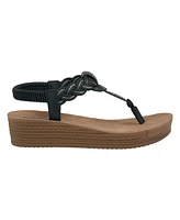 Gc Shoes Women's Ivana Embellished T Strap Wedge Sandals