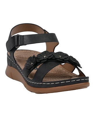 Gc Shoes Women's Faye Floral Strappy Flat Sandals