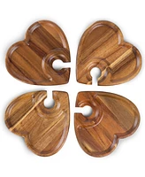 Toscana Heart Shaped Wine Appetizer Plates, Set of 4