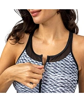 Free Country Women's Mesh Zip-Up Tankini Top