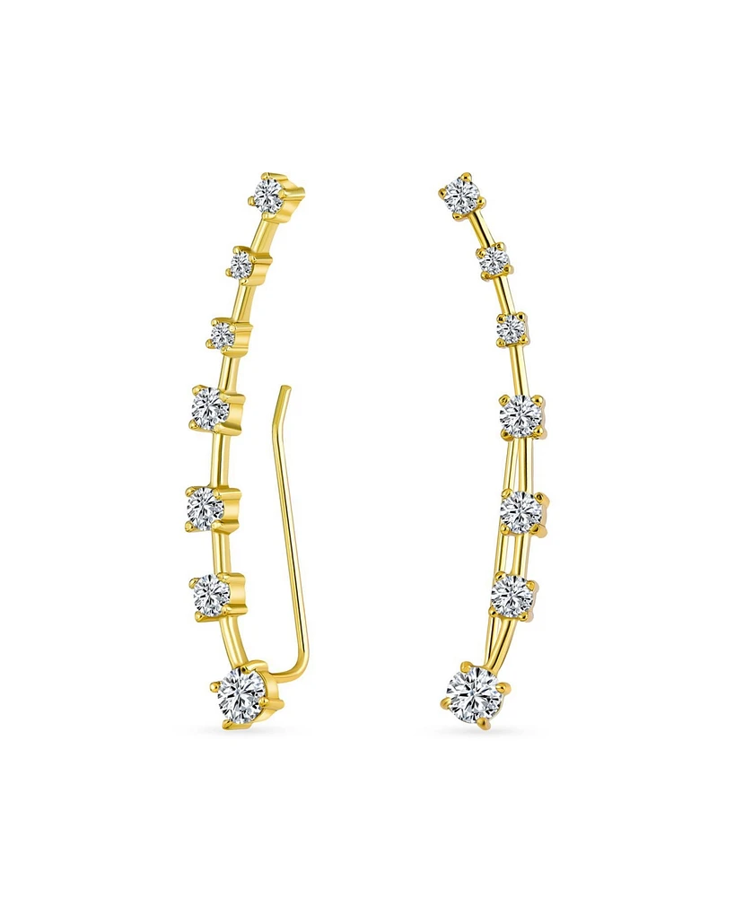 Bling Jewelry Cz Curved Crawlers Wire Cubic Zirconia Ear Cuff Cartilage Earring Gold Plated
