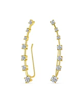 Bling Jewelry Cz Curved Crawlers Wire Cubic Zirconia Ear Cuff Cartilage Earring Gold Plated