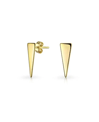 Bling Jewelry Minimalist Geometric Triangle Arrow Tiny Stud Earrings Gold Plated .925 Sterling Silver