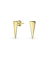 Bling Jewelry Minimalist Geometric Triangle Arrow Tiny Stud Earrings Gold Plated .925 Sterling Silver