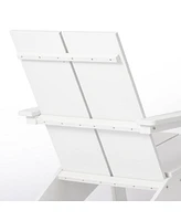 Outdoor Hdpe Modern Adirondack Chair with Folding Patio Ottoman and Cup Holder