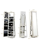 Rotatable 2-in-1 Lockable Jewelry Cabinet with Full-Length Mirror