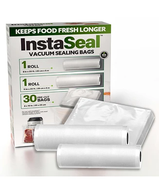 InstaSeal Food Vacuum Sealer Bags with Bfa Free Universal Air Vac Sealing Bags 2-Rolls & Pre-Cut Bags
