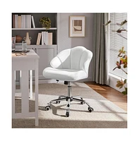 Yaheetech Velvet Desk Chair with Tufted Shell-Shaped Back