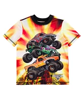 Monster Jam Boys Pullover Rash Guard and Swim Trunks Outfit Set