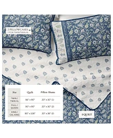 Linery & Co. Cotton Stitched Reversible Boho Floral 3 Piece Quilt and Sham Set