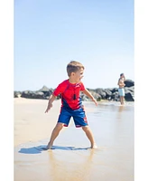 Spider-Man Toddler Boys Marvel Upf 50+ Cosplay Rash Guard and Swim Trunks Outfit Set