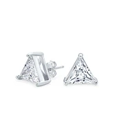 Bling Jewelry Triangle Shaped Cubic Zirconia Basket Set Trillion Cut Cz Stud Earrings .925 Sterling Silver