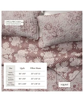 Linery & Co. Cotton Stitched Reversible Floral 3 Piece Quilt and Sham Set