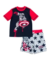 Avengers Boys Marvel Captain America Upf 50+ Rash Guard and Swim Trunks Outfit Set