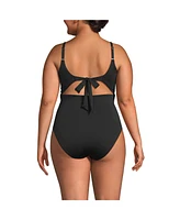 Lands' End Plus Wrap Monokini High Leg One Piece Swimsuit