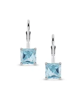 Bling Jewelry Classic Cubic Zirconia Square Princess Cut Solitaire Cz Lever back Earrings Gold Plated .925 Sterling Silver