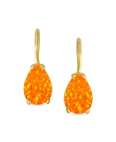 Bling Jewelry Iridescent 1.5CT Solitaire Teardrop White Created Opal Drop Earrings .925 Sterling Silver French Wire