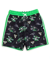 Monster Jam Boys Pullover Rash Guard and Swim Trunks Outfit Set