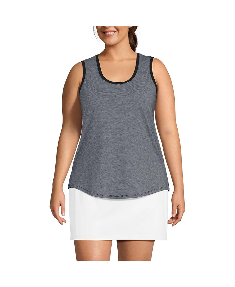 Lands' End Plus Sleeveless Power Performance Scoop Neck Curved Hem Tunic Tank