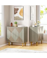 Tribesigns Modern White Storage Cabinet Set, Classic 59 inches Sideboard with doors for Living Room, Dining Garage