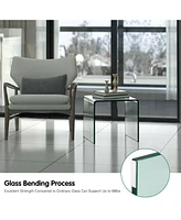 18 x 18 x 16 Inch Tempered Waterfall End Table with non-Slip Pad