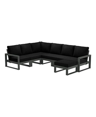 7-Piece Outdoor Modular L-Shaped Corner Patio Sectional Sofa Set