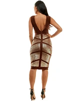 Bebe Women's Sequin Bandage Strappy Midi Dress