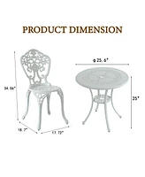 Bistro Table and Chairs Set of 3 Outdoor Bistro Set 3 Piece Cast Aluminum Patio Dining Set Round Patio Table with Umbrella Hole, Bronze