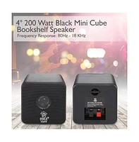 Pyle 4" 200W Mini Cube Bookshelf Speakers - Black (Pair) - PCB4BK