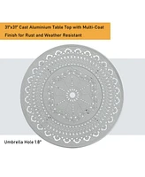 40 Inches Outdoor Dining Table with Umbrella Hole Cast Aluminium Patio Dining Table Outdoor Round Dining Table, Bronze
