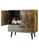 Mid Century Storage Cabinet with 2 Doors and 1 Pull-out Drawer