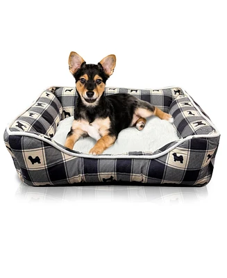 Details Microsuede Pet Bed, Dog Beds for Small Dogs and Cats, Black