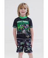 Monster Jam Toddler Boys Pullover Rash Guard and Swim Trunks Outfit Set