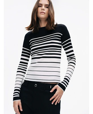 Nocturne Women's Striped Crocheted Knitted Sweater