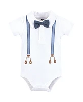 Hudson Baby Boys Cotton Bodysuits, Gentleman Bear Suspender, 9-12 Months