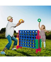 Gymax Jumbo 4-to-Score Game Set Giant 4 in A Row Kids Adults w/ 42 Jumbo Rings