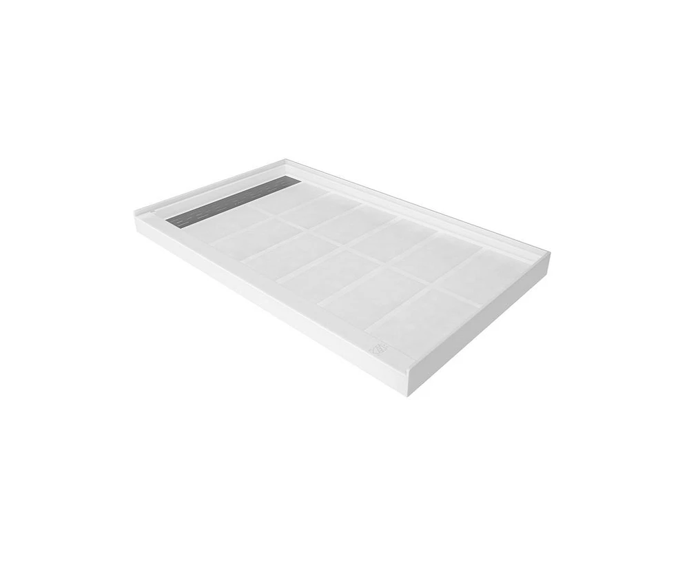 Casainc 60"W X 36"D Solid Surface Single Threshold Shower Base Anti-Slip Shower Pan