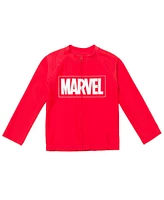 Avengers Boys Marvel Upf 50+ Rash Guard Swim Shirt to