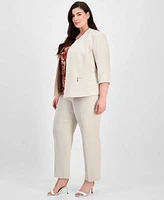 Kasper Plus Size Jacket Printed Top Pants