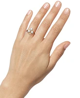 Belle de Mer Cultured Freshwater Pearl (6-7mm) & Diamond Accent Flower Cluster Ring in 14k Gold
