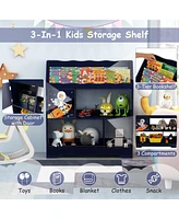 Kids Toy Storage Organizer with Book Shelf and Storage Cabinet