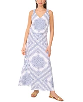 Vince Camuto Women's Linen-Blend V-Neck Printed Sleeveless Top