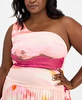 Bar Iii Trendy Plus Asymmetrical One-Shoulder Dress, Exclusively at Macy's