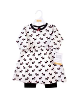 Hudson Baby Toddler Girls Quilted Cotton Long-Sleeve Dress and Leggings 2pc Set