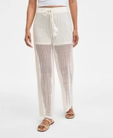 Bar Iii Women's High Rise Crochet Pants, Exclusively at Macy's