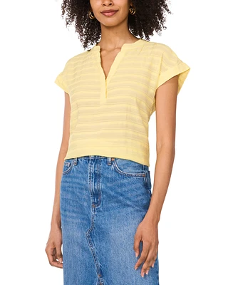 Vince Camuto Women's Textured Split-Neck Cap Sleeve Top
