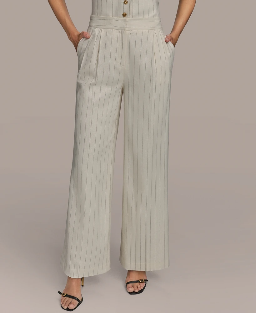 Donna Karan New York Pinstriped Mid Rise Wide-Leg Pants, Regular & Petite Sizes