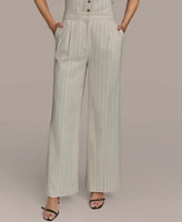 Donna Karan New York Pinstriped Mid Rise Wide-Leg Pants, Regular & Petite Sizes